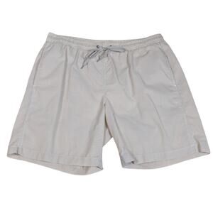 Onia Mens XXL Beige Seersucker Swim Shorts Lined Drawstring Zipper Pocket